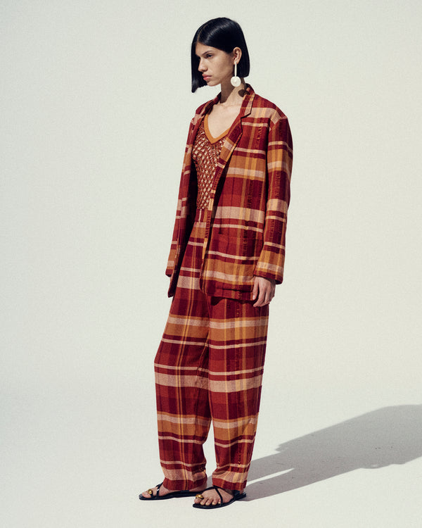 Escvdo CHILLACO WOVEN BLAZER | ORANGE-BROWN