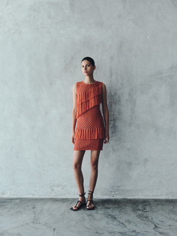 Escvdo ESPINA MINI SKIRT | ORANGE - FUCHSIA