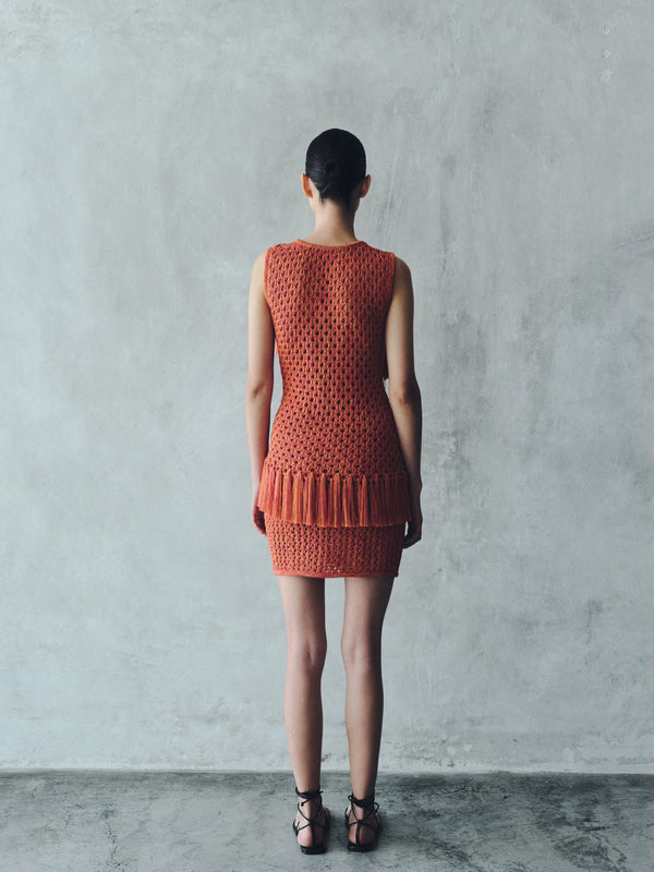 Escvdo ESPINA MINI SKIRT | ORANGE - FUCHSIA