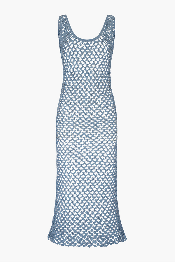 escvdo ILLAPA CROCHET MIDI DRESS | LIGHT BLUE