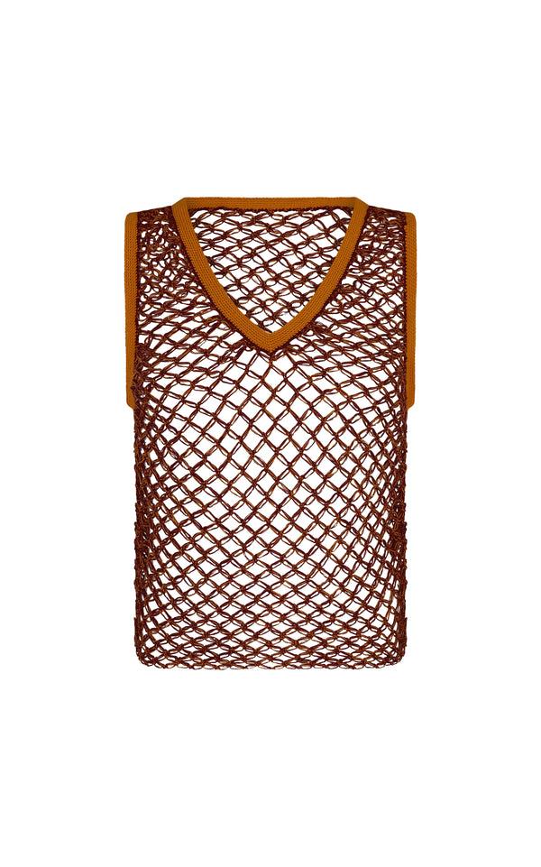 escvdo ILLAPA CROCHET TOP | ORANGE-BROWN