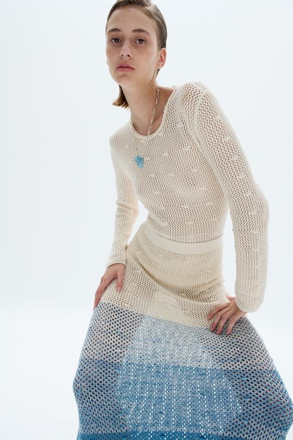 Escvdo LITORAL SKIRT | IVORY / SKY BLUE