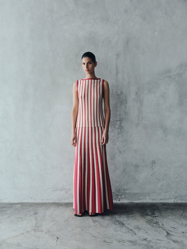 Escvdo MANGLAR MAXI SKIRT | IVORY - FUCHSIA