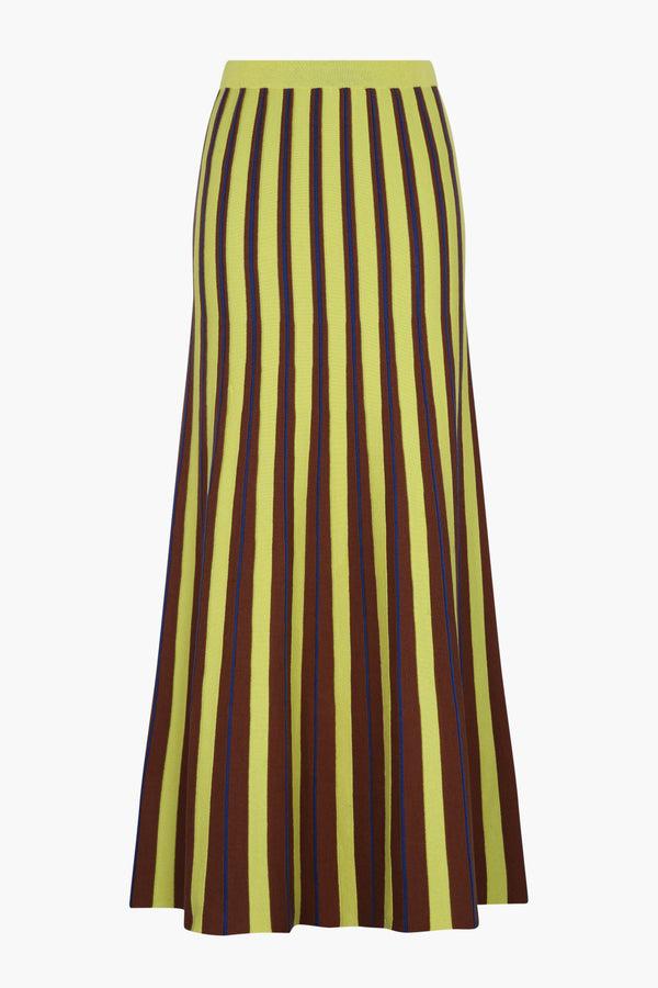escvdo MANGLAR MAXI SKIRT | LIME GREEN - CHOCOLATE