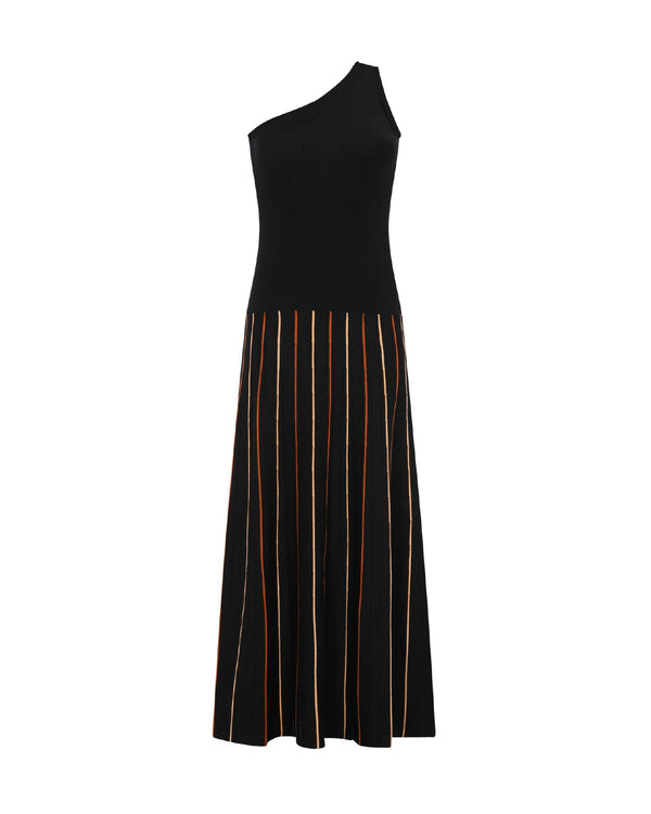 escvdo MANGLAR ONE SHOULDER MAXI DRESS | BLACK