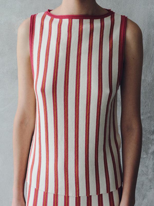 Escvdo MANGLAR SLEEVELESS TOP | IVORY - FUCHSIA