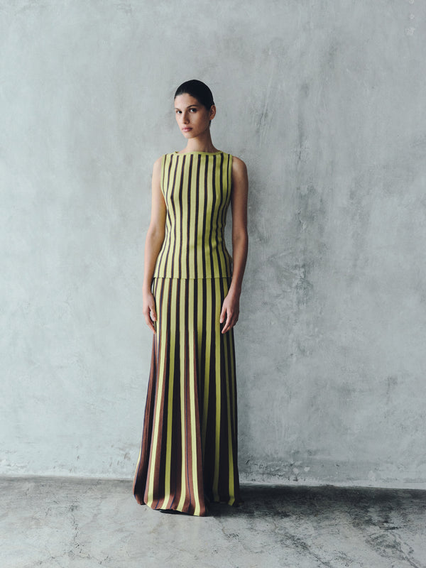 Escvdo MANGLAR SLEEVELESS TOP | LIME GREEN - CHOCOLATE