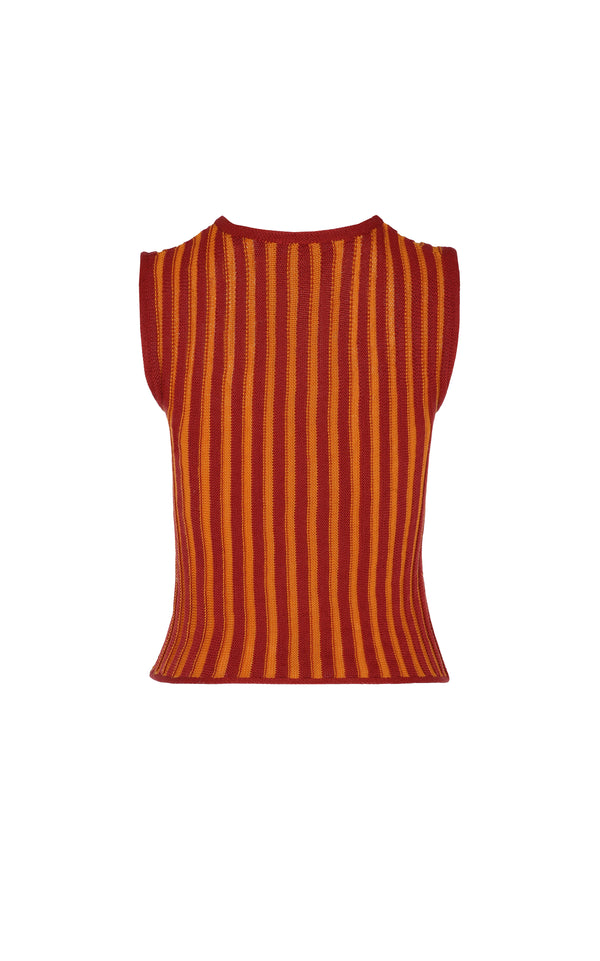 Escvdo MARINA HALTER TOP | BURGUNDY / ORANGE