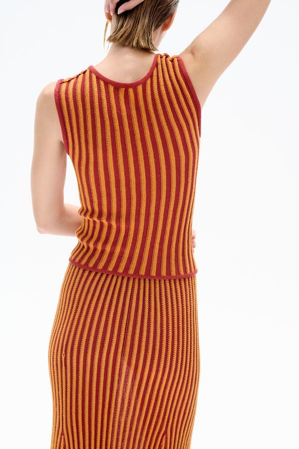 Escvdo MARINA HALTER TOP | BURGUNDY / ORANGE