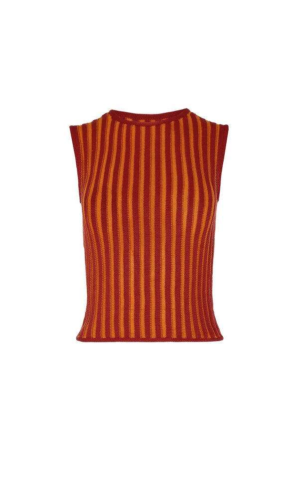 escvdo MARINA HALTER TOP | BURGUNDY / ORANGE