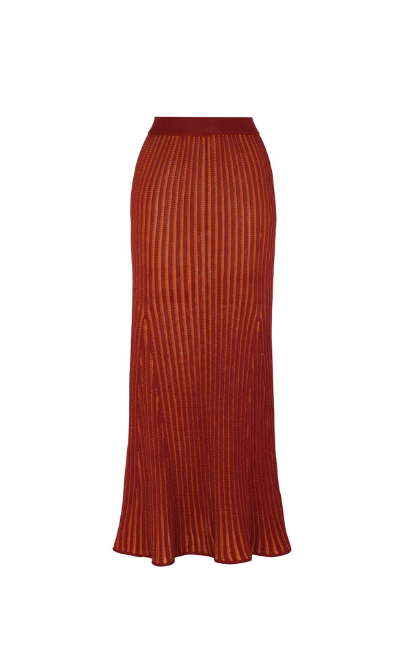 Escvdo MARINA MAXI SKIRT | BURGUNDY / ORANGE