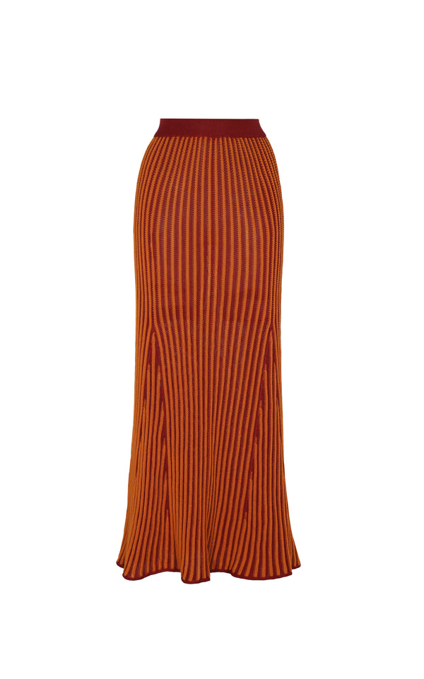 Escvdo MARINA MAXI SKIRT | BURGUNDY / ORANGE