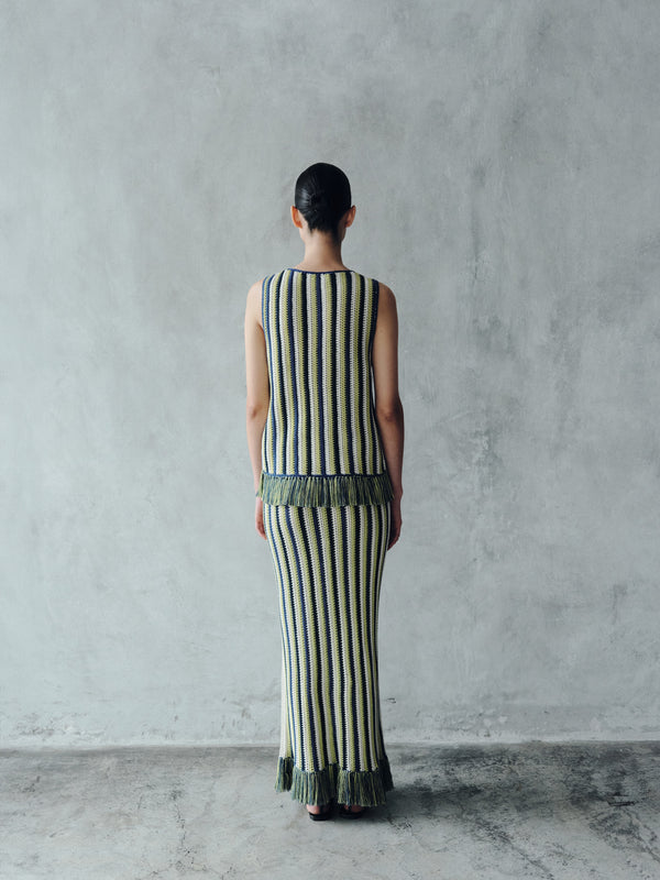 Escvdo MISTI MIDI SKIRT | LIME GREEN - ELECTRIC BLUE