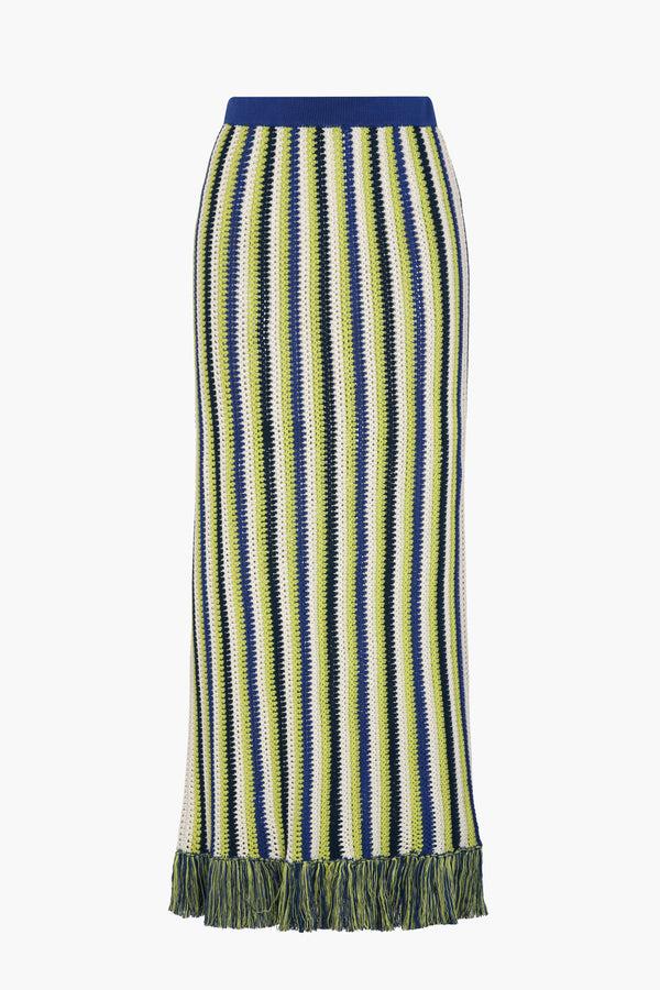 escvdo MISTI MIDI SKIRT | LIME GREEN - ELECTRIC BLUE