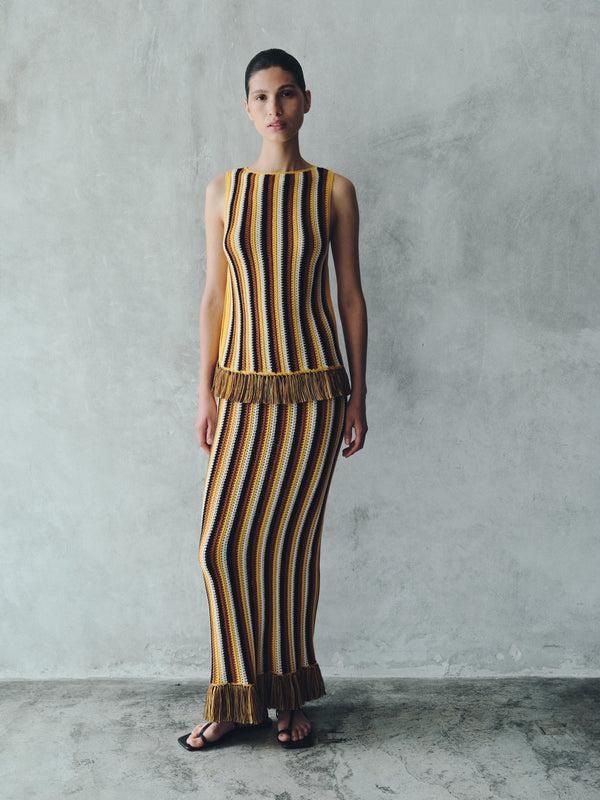 Escvdo MISTI MIDI SKIRT | YELLOW - TOBACCO