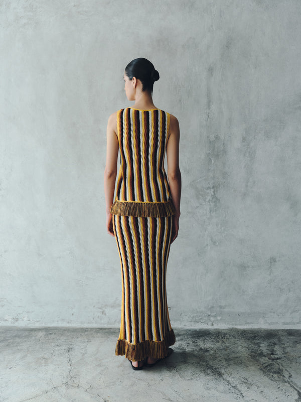 Escvdo MISTI SLEEVELESS TOP | YELLOW - TOBACCO