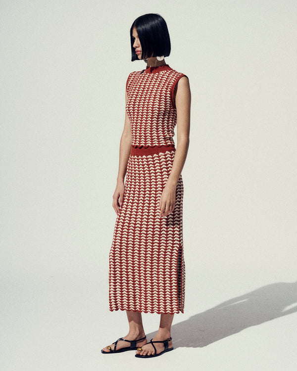 Escvdo MOTUPE CROCHET SKIRT | IVORY-BROWN | PRE-ORDER