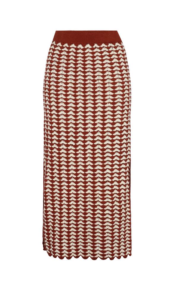 Escvdo MOTUPE CROCHET SKIRT | IVORY-BROWN | PRE-ORDER