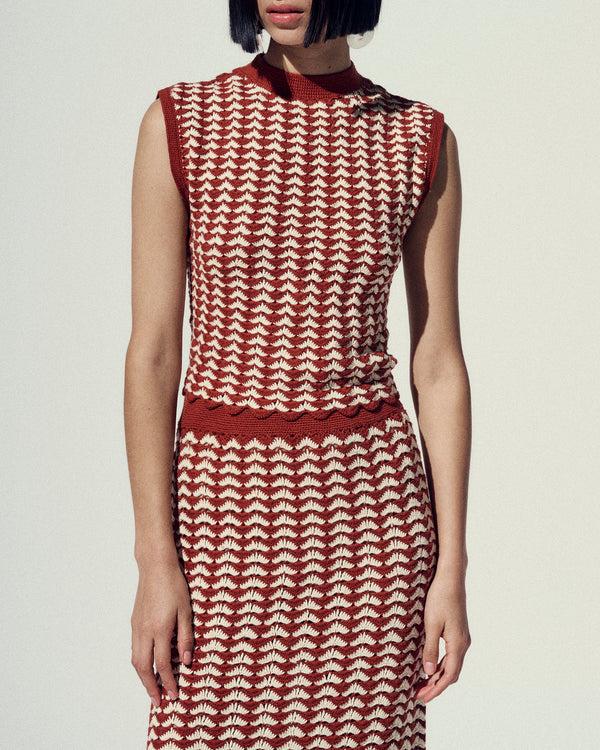 Escvdo MOTUPE CROCHET TOP | IVORY-BROWN | PRE ORDER