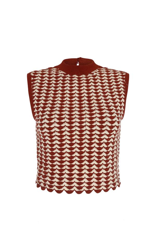 escvdo MOTUPE CROCHET TOP | IVORY-BROWN | PRE ORDER