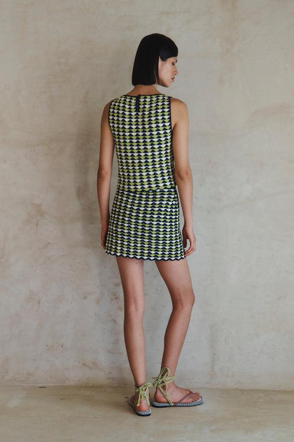 Escvdo MOTUPE MINI SKIRT | LIME BLUE