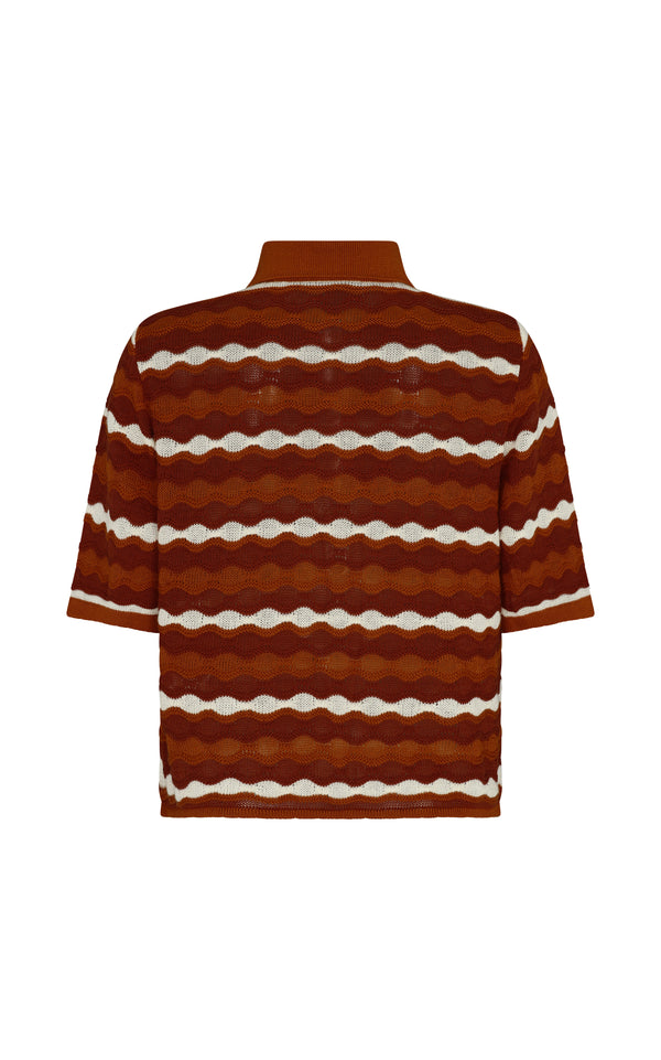 Escvdo MULLU KNIT SHIRT | TOBACCO-IVORY
