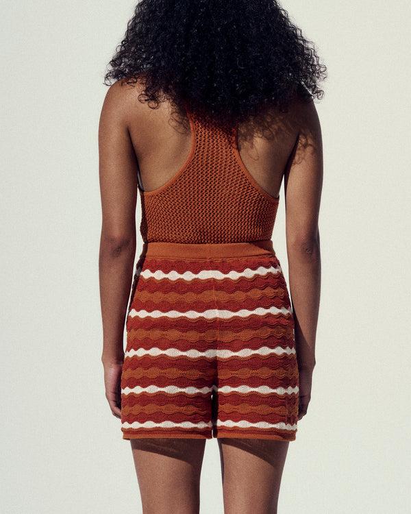 Escvdo MULLU KNIT SHORTS | TOBACCO-IVORY