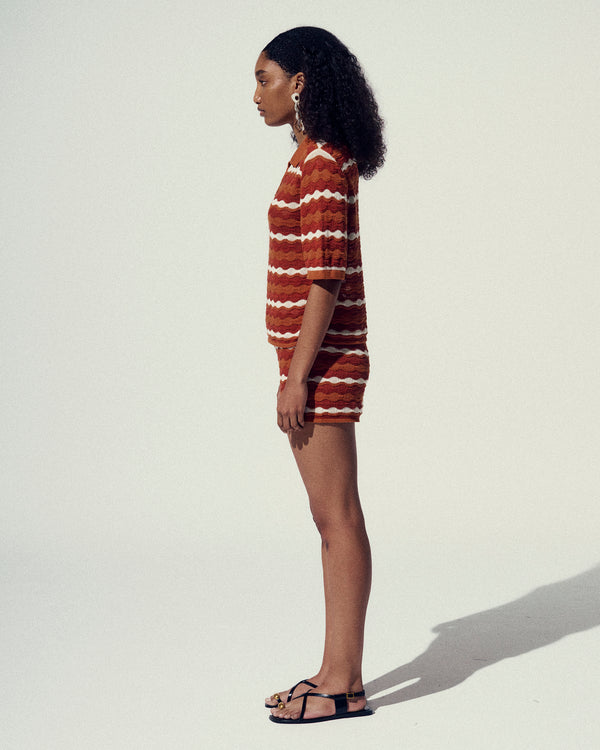 Escvdo MULLU KNIT SHORTS | TOBACCO-IVORY