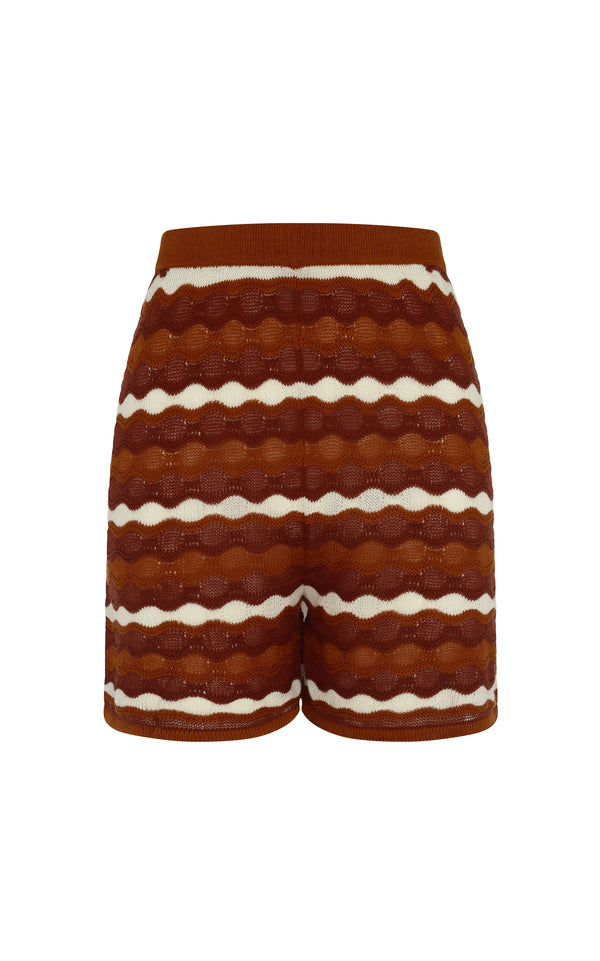 escvdo MULLU KNIT SHORTS | TOBACCO-IVORY