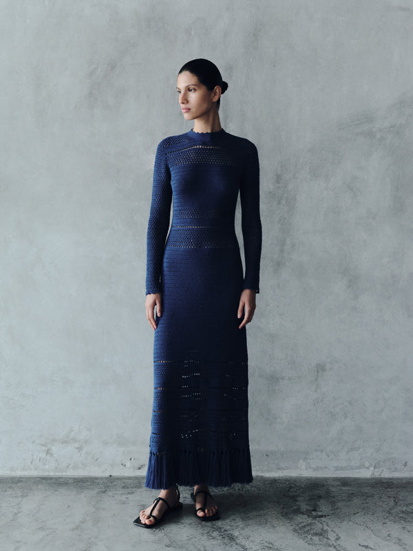 Escvdo NAUTA CROCHET MIDI DRESS | ELECTRIC BLUE
