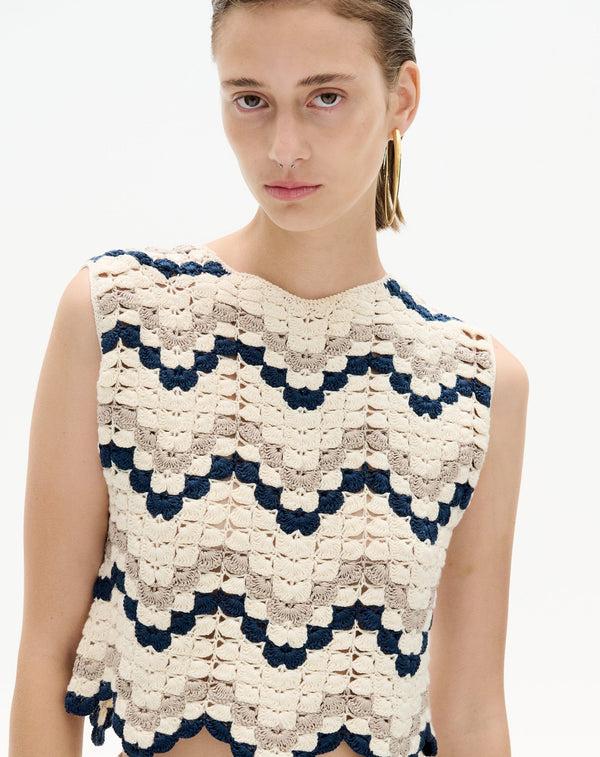 Escvdo NIEVA TOP | IVORY / NAVY