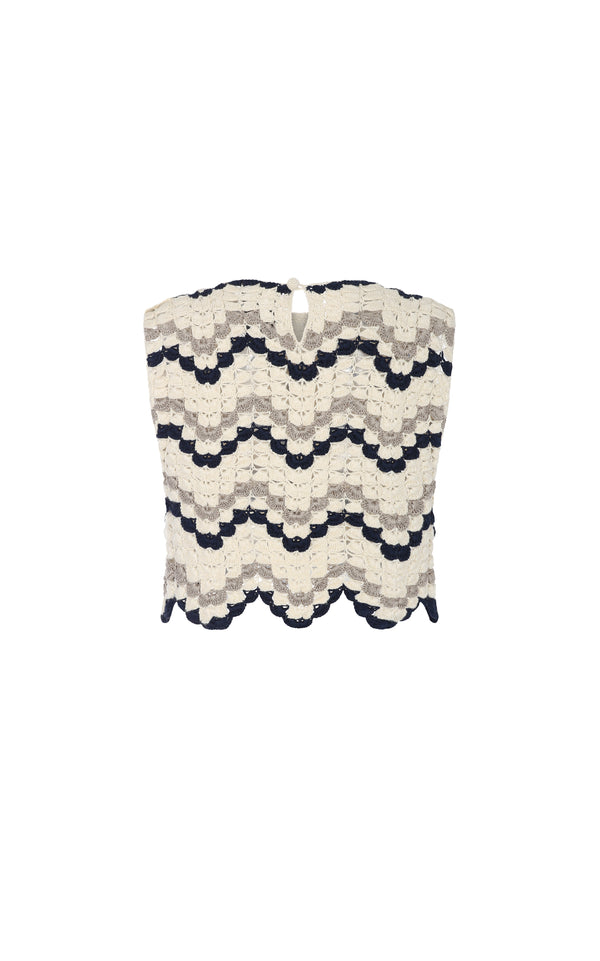 Escvdo NIEVA TOP | IVORY / NAVY