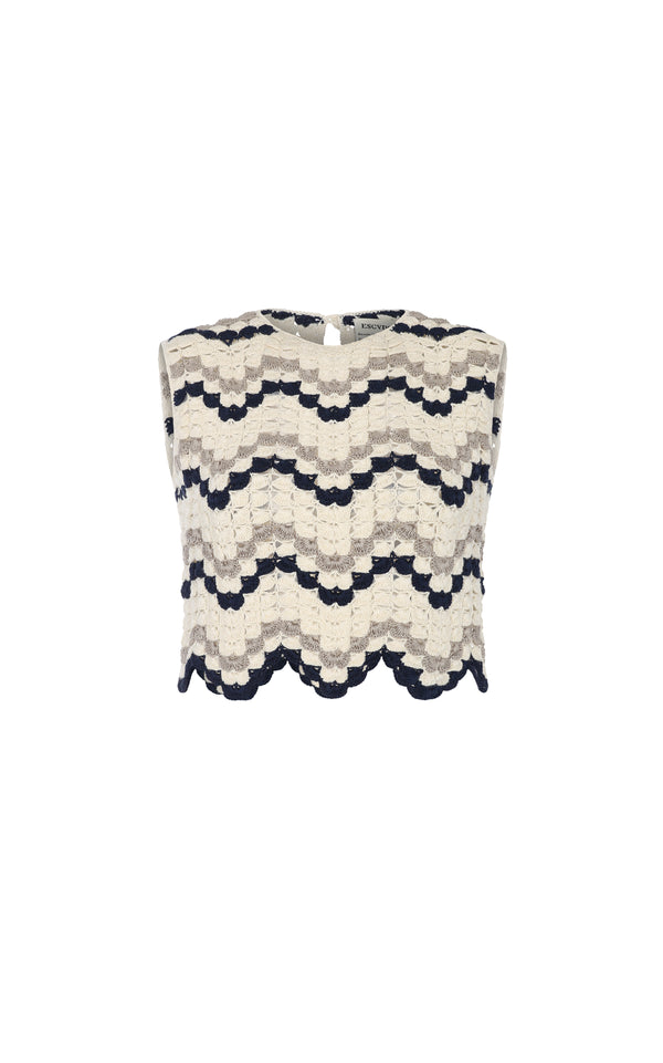 escvdo NIEVA TOP | IVORY / NAVY