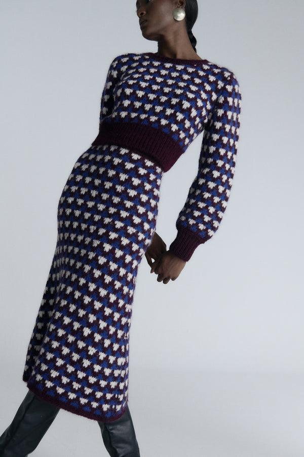 Escvdo NUNA SKIRT | BURGUNDY / BLUE