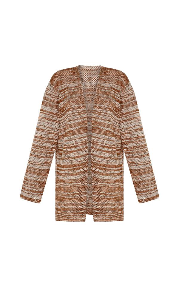 escvdo OFRENDA LIGHT CARDIGAN | TOBACCO-IVORY