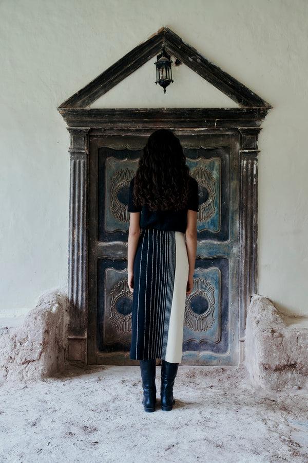 Escvdo PABLITO MIDI SKIRT | BLACK - IVORY | PRE ORDER