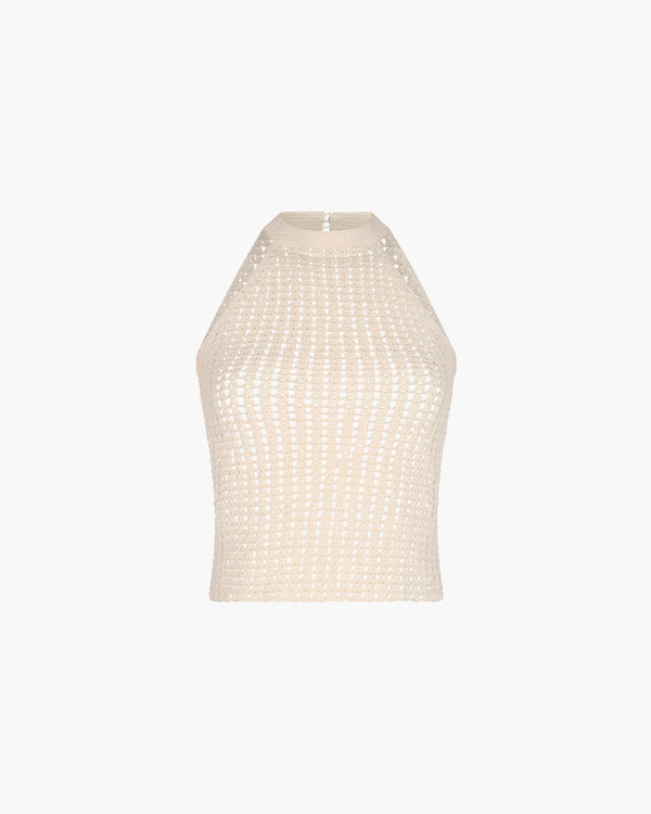 escvdo REFLEJO CROCHET HALTER TOP | IVORY