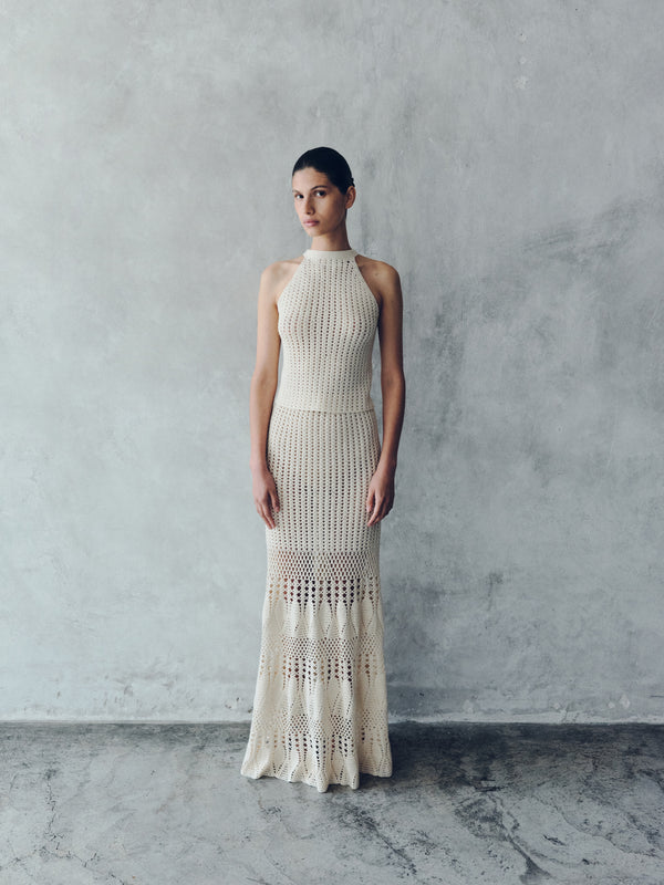 Escvdo REFLEJO CROCHET MAXI SKIRT | IVORY