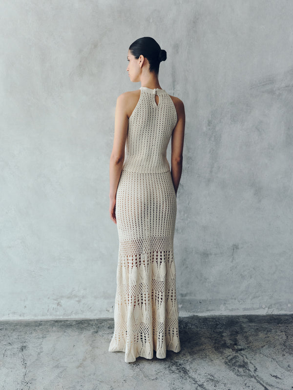 Escvdo REFLEJO CROCHET MAXI SKIRT | IVORY
