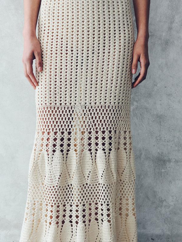Escvdo REFLEJO CROCHET MAXI SKIRT | IVORY