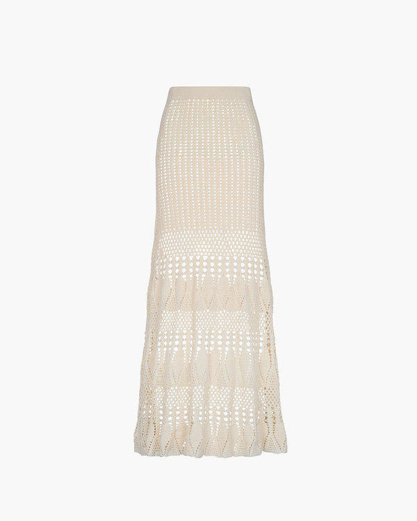 escvdo REFLEJO CROCHET MAXI SKIRT | IVORY