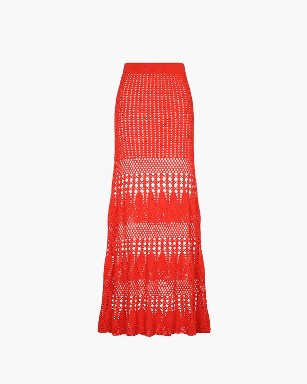 escvdo REFLEJO CROCHET MAXI SKIRT | TANGERINE