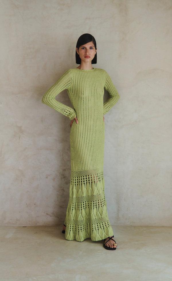 Escvdo REFLEJO MAXI DRESS | PISTACCIO