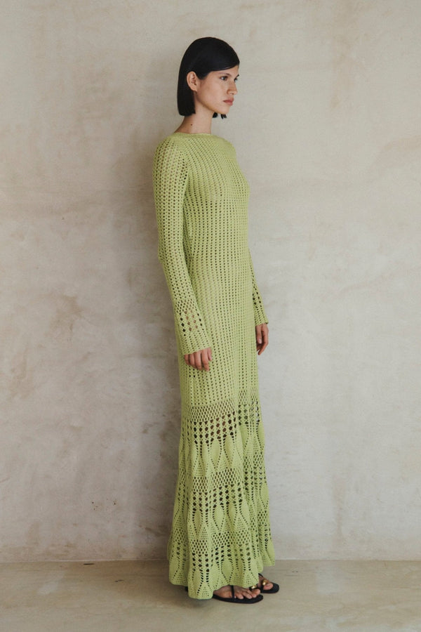 Escvdo REFLEJO MAXI DRESS | PISTACCIO