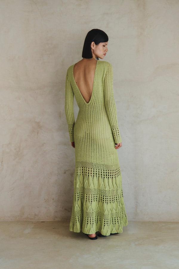 Escvdo REFLEJO MAXI DRESS | PISTACCIO