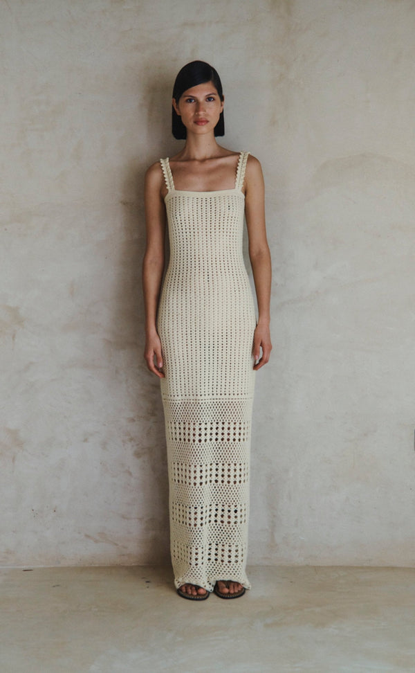 Escvdo REFLEJO SLEEVELESS DRESS | IVORY