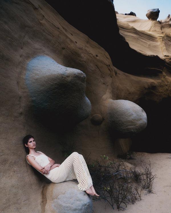 Escvdo REFLEJO SLEEVELESS DRESS | IVORY