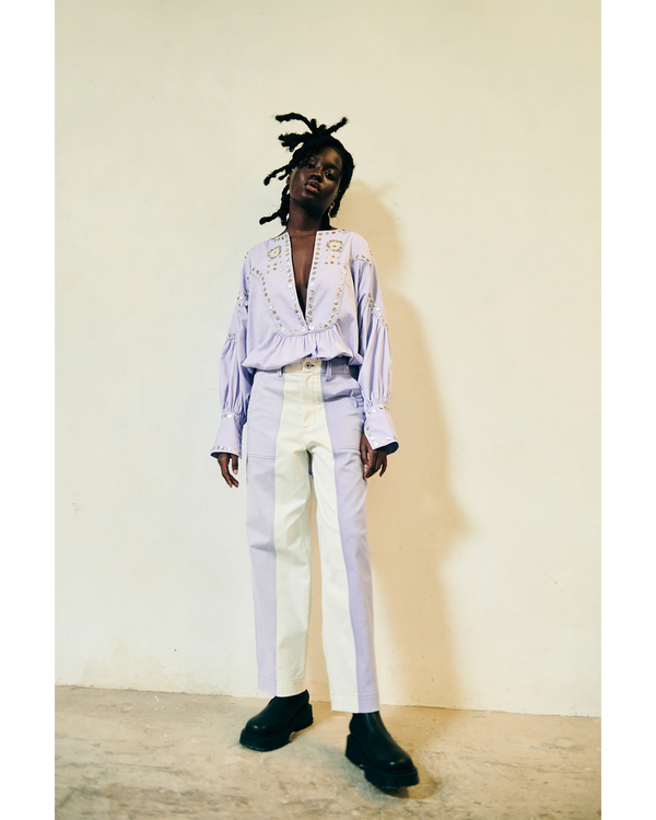 Escvdo RETABLO PANTS | IVORY / LILAC