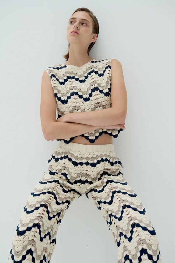 Escvdo SAFI PANTS | IVORY / NAVY