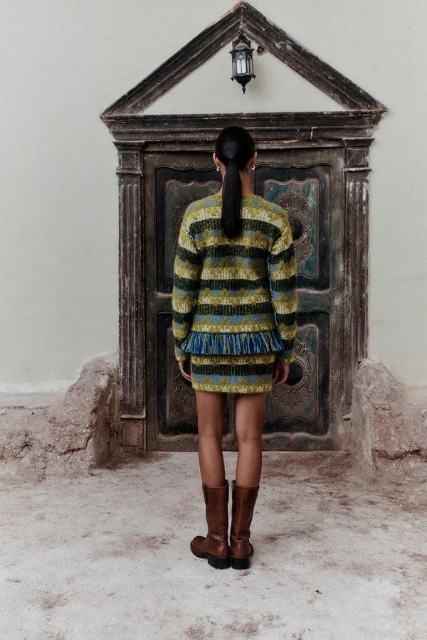 Escvdo SALKANTAY LIGHT SWEATER | GREEN - SKY BLUE